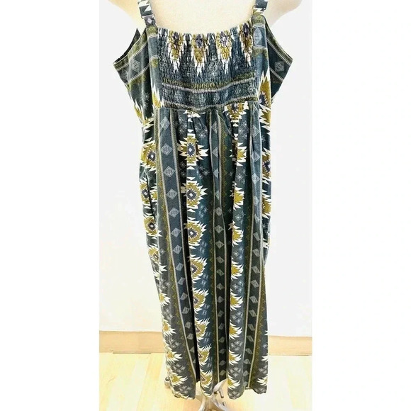 NWT SONOMA Women Sleeveless Elastic Waist Green Square Neck Maxi Dress Size XXL - Picture 10 of 14